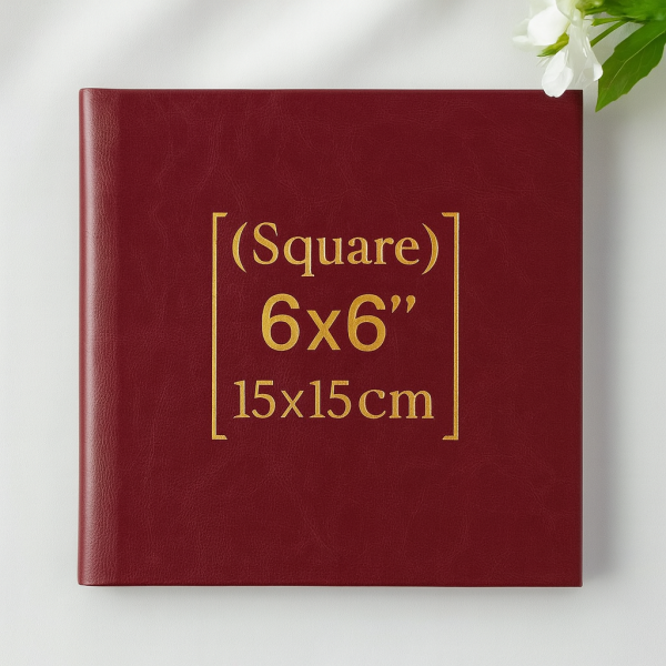 15x15cm premium leatherette cover book – square photo album with custom binding