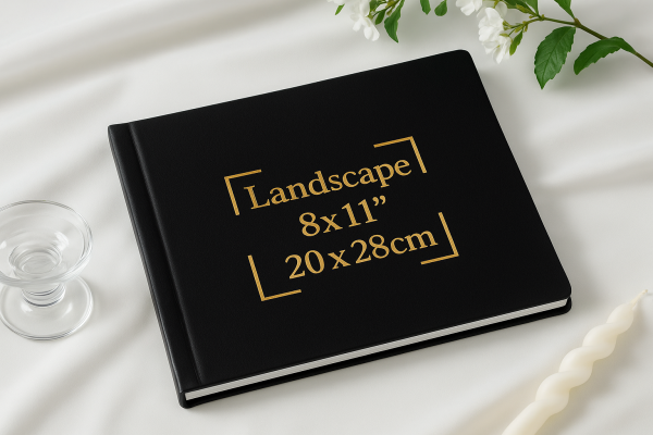 20x28cm premium leatherette cover book – landscape hardcover ideal for reports, portfolios, and presentation materials