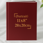 28x20cm premium leatherette cover book – portrait hardcover ideal for reports, portfolios, and custom publications